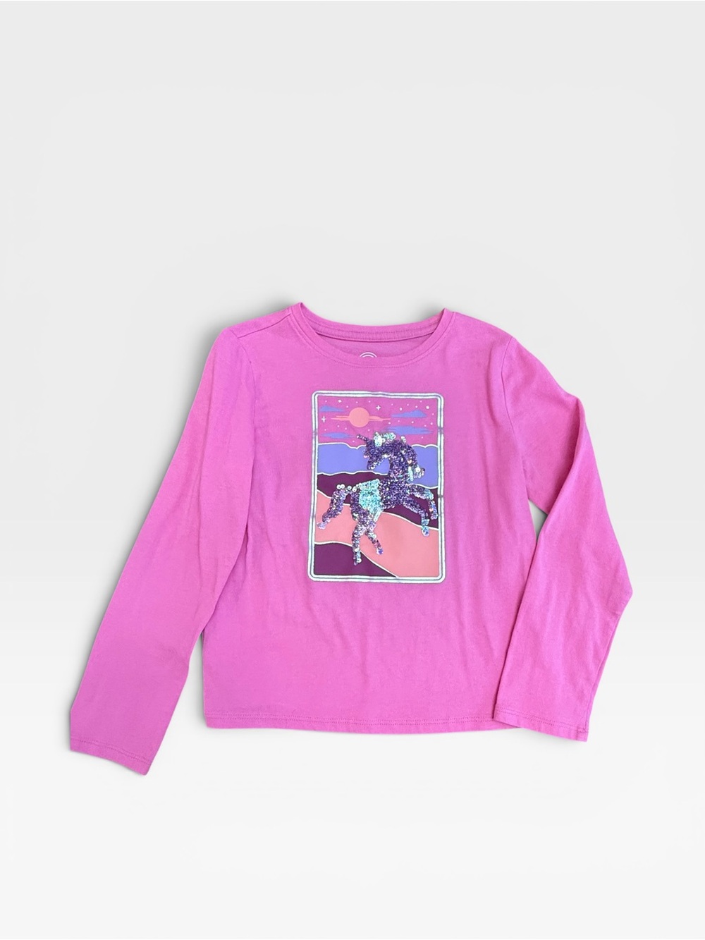 wonder nation Pink Long Sleeve Sequin Unicorn Graphic Tee